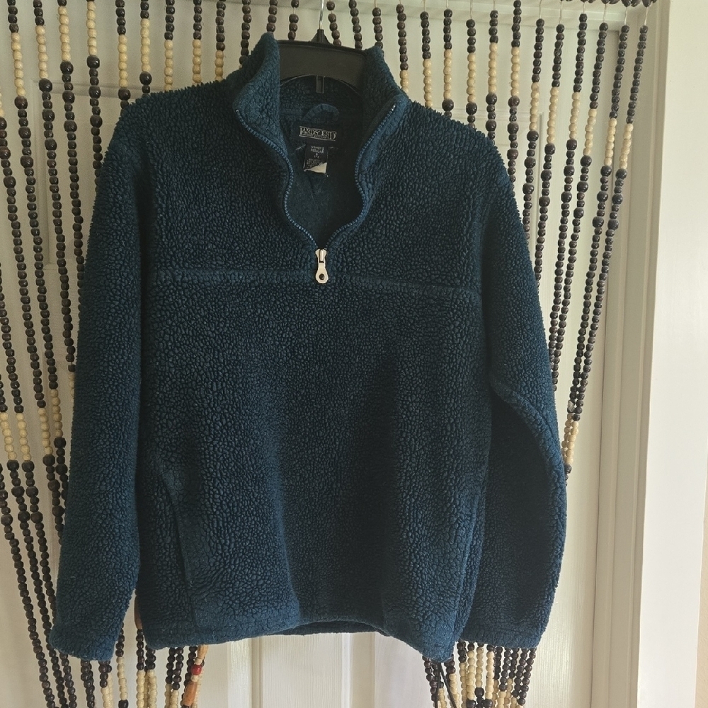 Lands' End Blue Zip Up Sweater Fleece Comfort